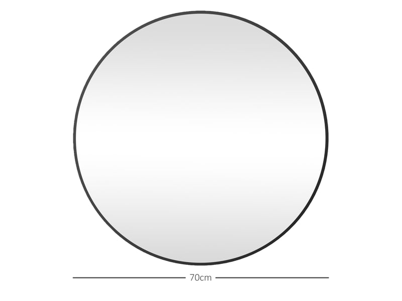 Miroir rond miroir salle de bain cadre en métal facile à installer, pour chambre, salon, entrée, ø 70 x 2,5 cm noir - Conforama E