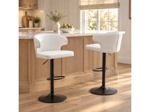 tabouret de bar assise réglable en hauteur <strong>HAVRYA</strong> - blanc hauteur d'assise 61.5 cm vendu Par paire