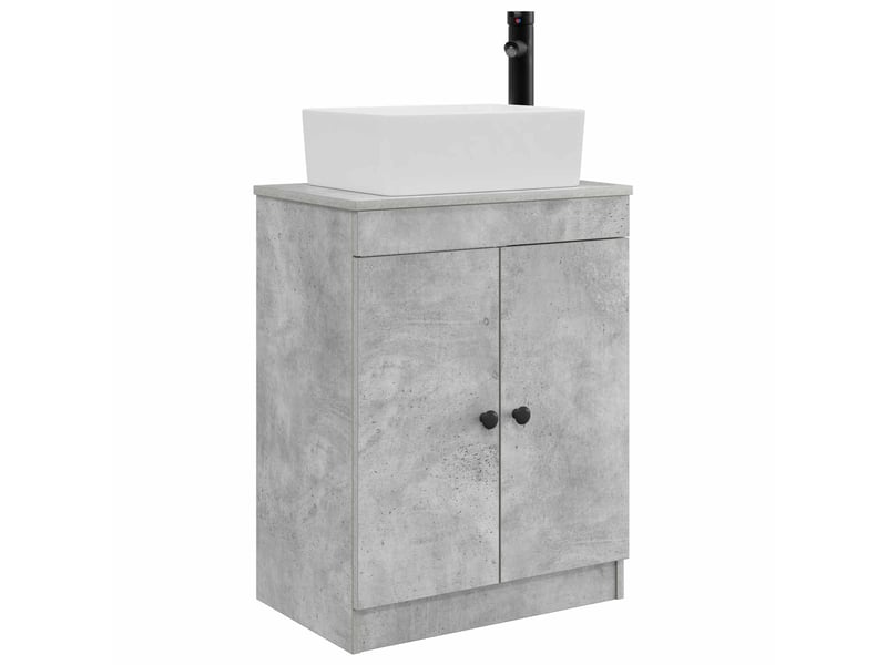 Meuble salle de bain avec évier, meuble de rangement gris béton 54x35x83 cm shl3729 - Conforama A