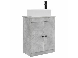 Meuble salle de bain avec évier, meuble de rangement gris béton 54x35x83 cm shl3729