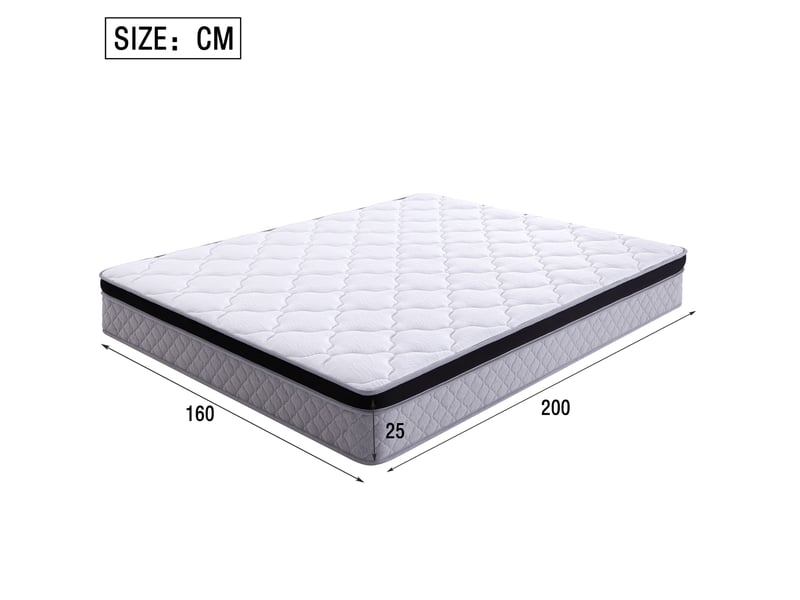  Matelas à ressorts 160 x 200 cm, épaisseur 25 cm, h3 blanc en tissu et métal, soutien ergonomique, roulé  - Conforama B