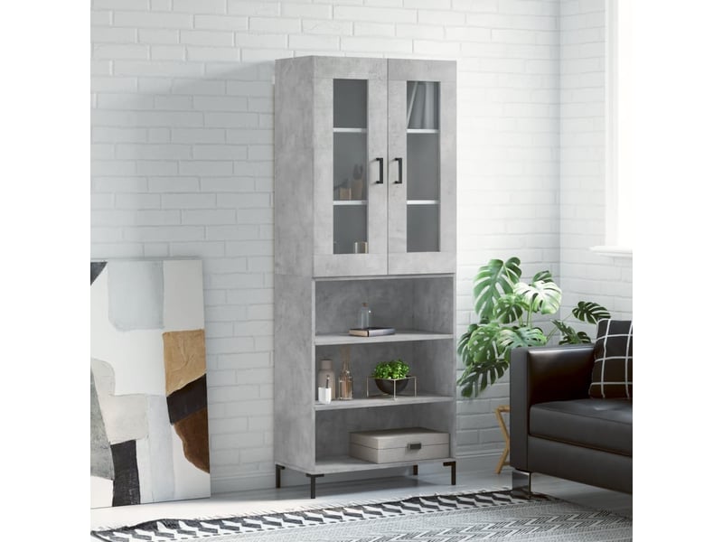  Buffet haut - bahut - meuble de rangement gris béton 69,5x34x180 cm bois d'ingénierie  - Conforama B