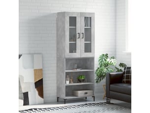 Buffet haut - bahut - meuble de rangement gris béton 69,5x34x180 cm bois d'ingénierie