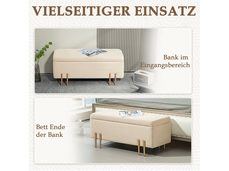  Banc coffre 100x40x42 cm avec rangement bois beige  - Conforama E