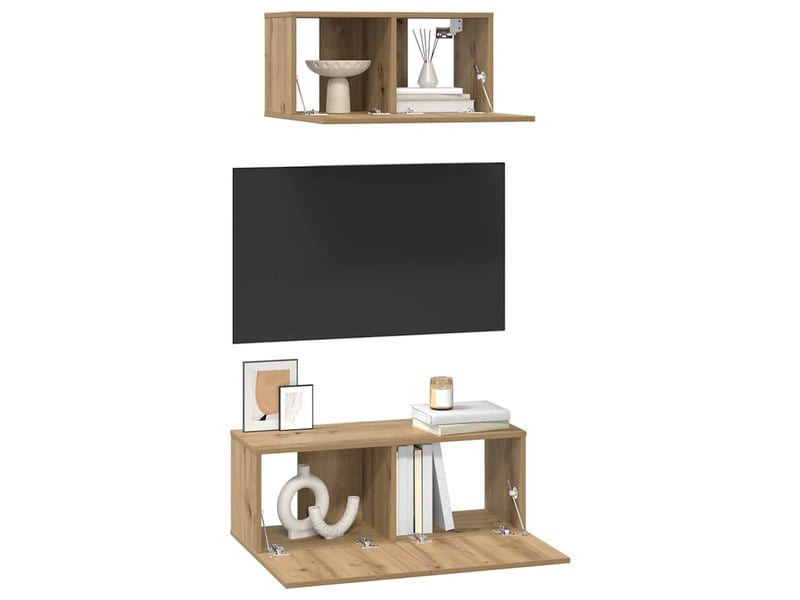  Ensemble meuble tv - banc tv - meuble de rangement 2 pcs chêne artisanal bois d'ingénierie  - Conforama C