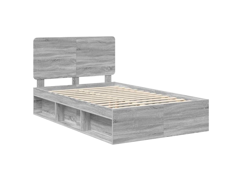  Lit double- lit adulte -  cadre de lit gris sonoma 120 x 200 cm bois de pin massif  - Conforama C
