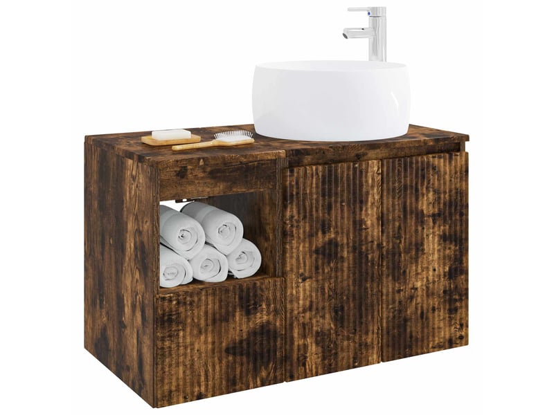  Ensemble de mobilier de salle de bain 2 pc chêne fumé cf64091  - Conforama C