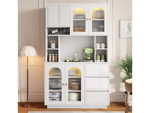 Buffet 6 porte(s) 3 tiroir(s) <strong>WISHDOR</strong> <strong></strong> - 106 cm coloris blanc