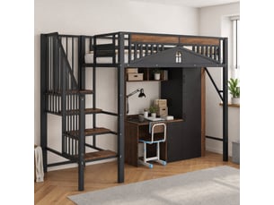 Lit mezzanine 90x200 cm MEUBLIV coloris noir