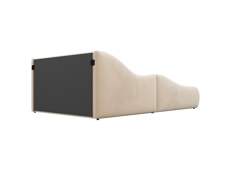 Lit enfant rembourré 140×200 cm avec tête de lit haute, barrières latérales, beige - Conforama E