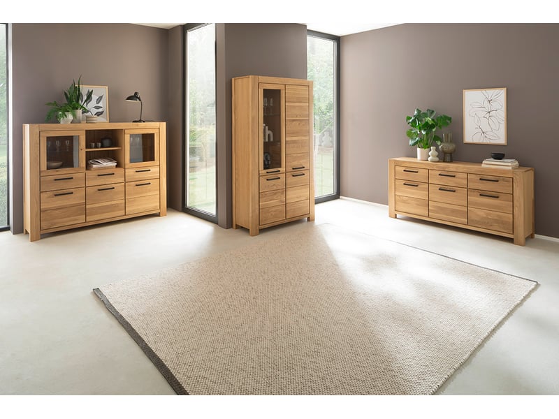  Buffet commode 3 portes 3 tiroirs coloris chêne naturel - longueur 172 × profondeur 40 × hauteur 85 cm  - Conforama B