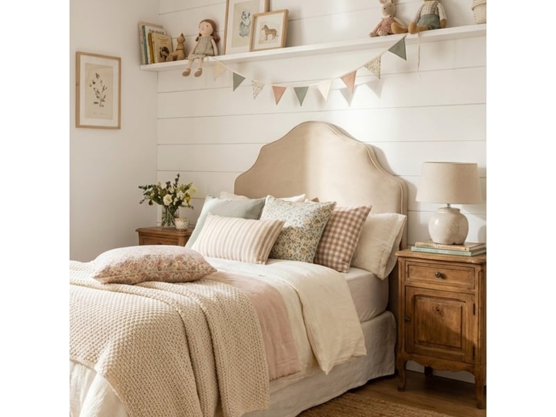 Tête de lit rembourrée aggloméré beige 100x107x9cm - Conforama B