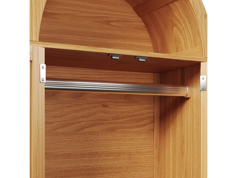  Armoire arquée 2 portes 78 × 45 × 181 cm, 2 tiroirs et rotin, aspect chêne IKSETERA TRADING LTD - Conforama W