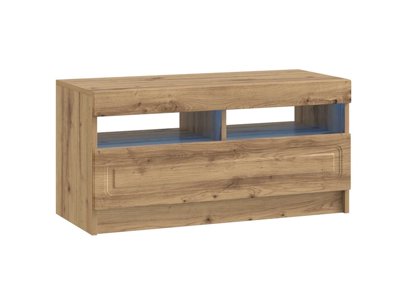 Meuble tv - banc tv - meuble de rangement led chêne artisanal bois d'ingénierie - Conforama A
