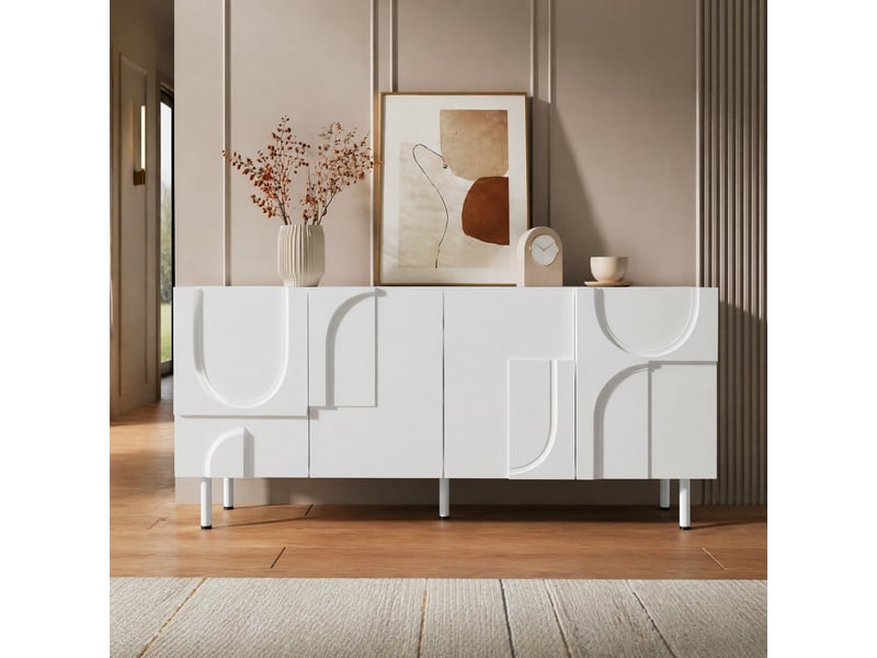  Buffet avec rangement et fermeture douce pour salle à manger en mdf 160×38,5×70 cm blanc  - Conforama B