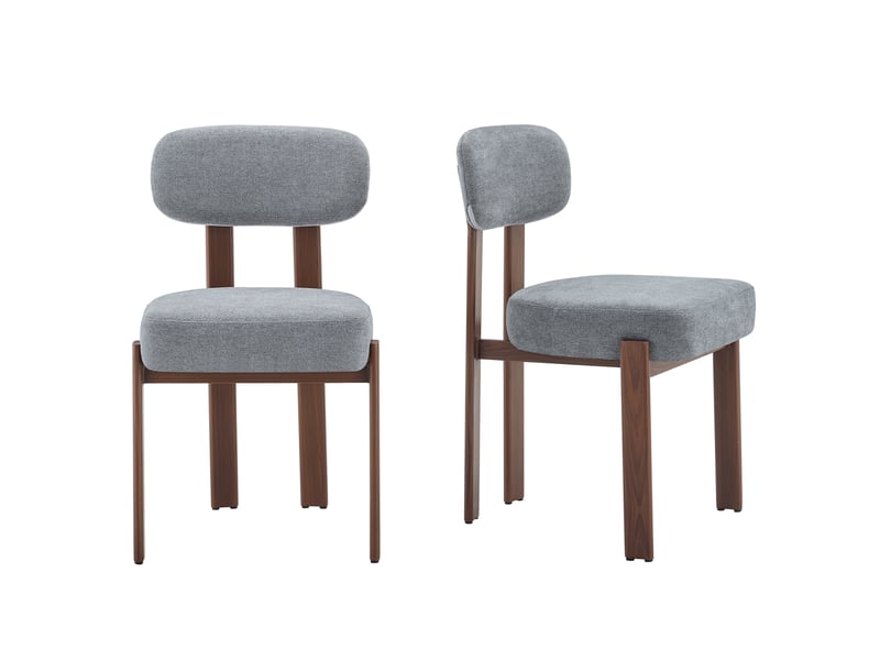  Chaise de salle à manger lot de 2 57x49x82,5 cm – gris – dossier incurvé et assise confortable  - Conforama A