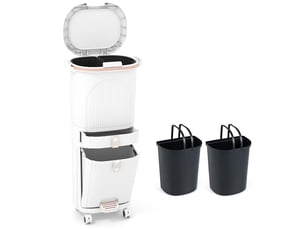 Poubelle cuisine 42 l, poubelle de recyclage verticale avec roulettes, 3 bacs amovibles, 1 tiroir et crochets, conteneur en polypropylène