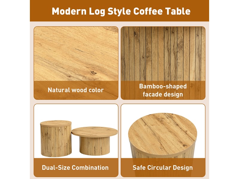  Table basse ronde ensembles mdf naturel 75 cm et 50 cm  - Conforama E