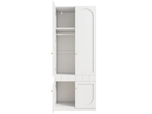 Armoire 8 porte(s) battante 4 tiroir(s) HAVRYA coloris blanc largeur 160 cm
