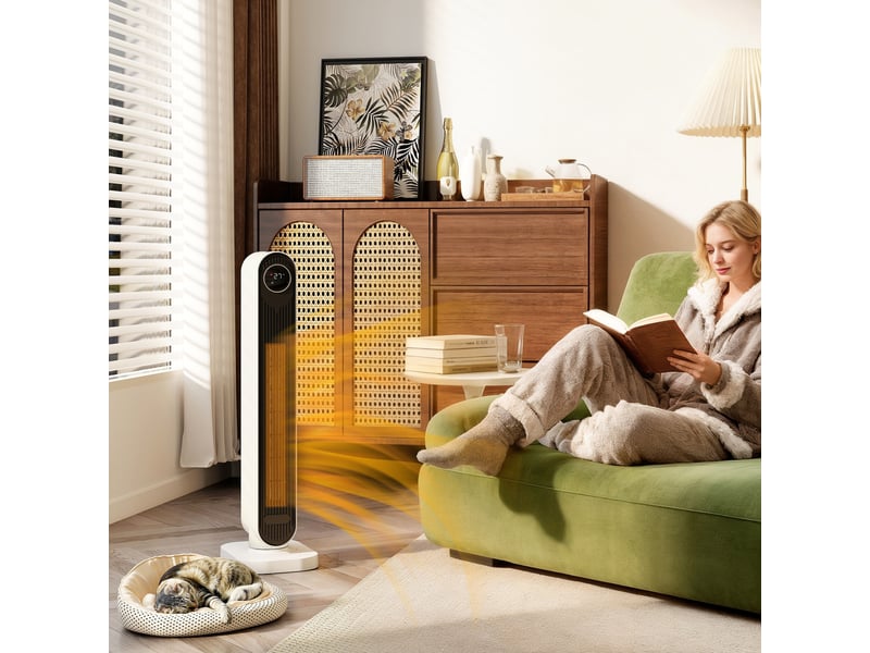  Chauffage soufflant 2000 w en abs avec télécommande, fonction oscillation et minuterie, 30 x 22 x 82,5 cm, blanc  - Conforama C