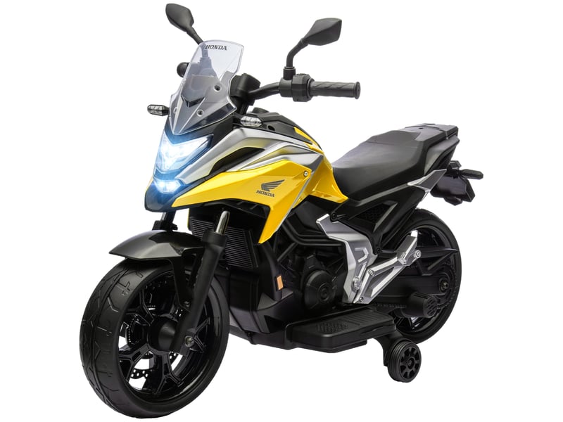 Moto électrique honda sous licence pour enfants de 3 à 6 ans, double moteur 12 v, roues, vitesse maximale de 3 kmh, poids maximal de 30 kg, jaune - Conforama B