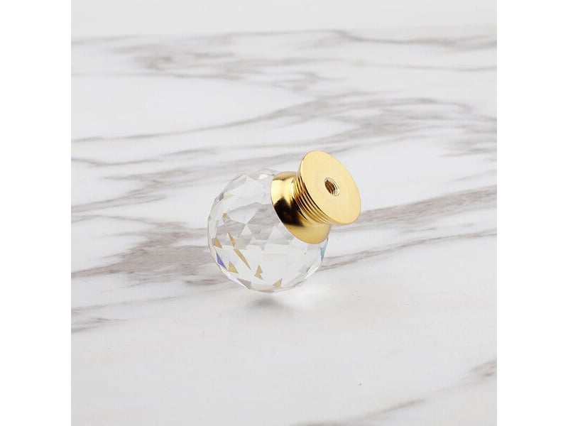  Pack de 10 boutons de porte en verre doré de 30 mm, poignées rondes en forme de manche pour la décoration de meubles et de tiroirs  - Conforama C