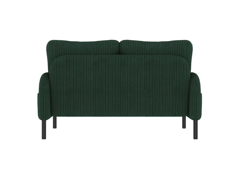 Canapé droit fixe 2 places en velours côtelé vert émeraude 120 × 75 × 79 cm, avec poche latérale pratique - Conforama D