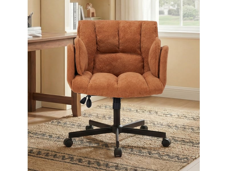 Chaise de bureau pivotante 71x68x86-97 cm – orange – accoudoirs rabattables et hauteur réglable - Conforama B