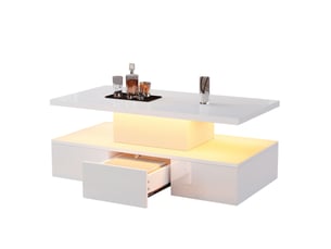 Table basse rectangulaire coloris blanc <strong>MERAX</strong> <strong>table basse blanc</strong> - 50 cmx100 cm