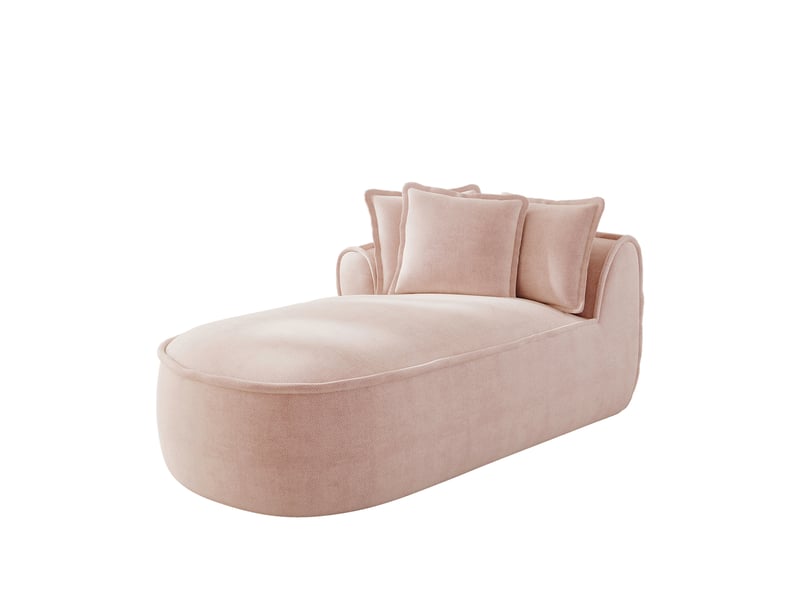  Canapé méridienne gauche manchester en chenille rose avec coussins  - Conforama A