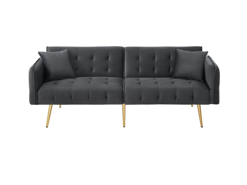  Canapé droit convertible 2 pl velours gris canapé gris - Conforama A
