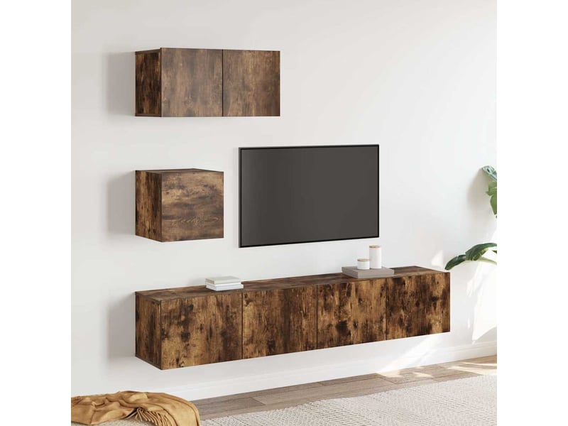  Ensemble de meubles tv 4 pcs chêne fumé bois d'ingénierie shl17898  - Conforama B