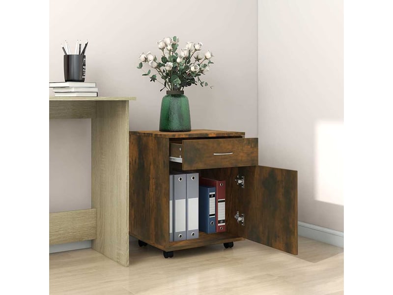  Armoire de rangement roulante chêne fumé 45x38x54 cm bois d'ingénierie  - Conforama C