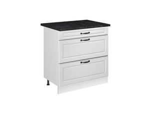 Vicco meuble cuisine, blanc campagneblanc, 80cm avec 3 tiroirs plan de travail anthracite