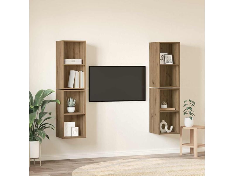  Ensemble meuble tv - banc tv - meuble de rangement 4 pcs chêne artisanal bois d'ingénierie  - Conforama D