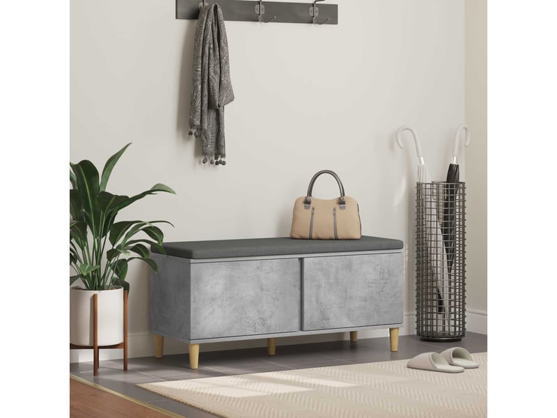  Banc d'entrée, banc interieur avec coussin gris béton 100x38x46 cm shl34703  - Conforama B