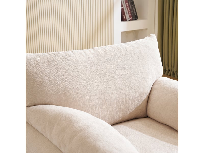  Fauteuil 1 place 96x82x84 cm, design moderne, chaise décorative, convient au salon et à la chambre, chenille beige  - Conforama E