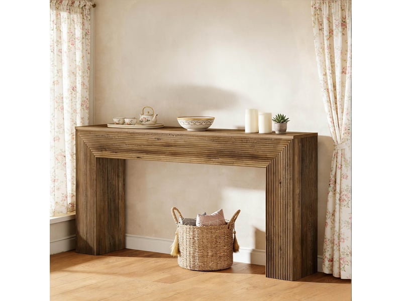  Table console 160 x 30 x 85 cm marron en mdf, style rustique pour l'entrée ou derrière le canapé, usage décoratif  - Conforama D