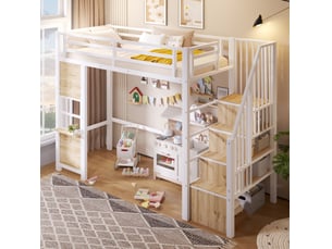 Lit mezzanine 90x200 cm <strong></strong> <strong></strong> coloris blanc