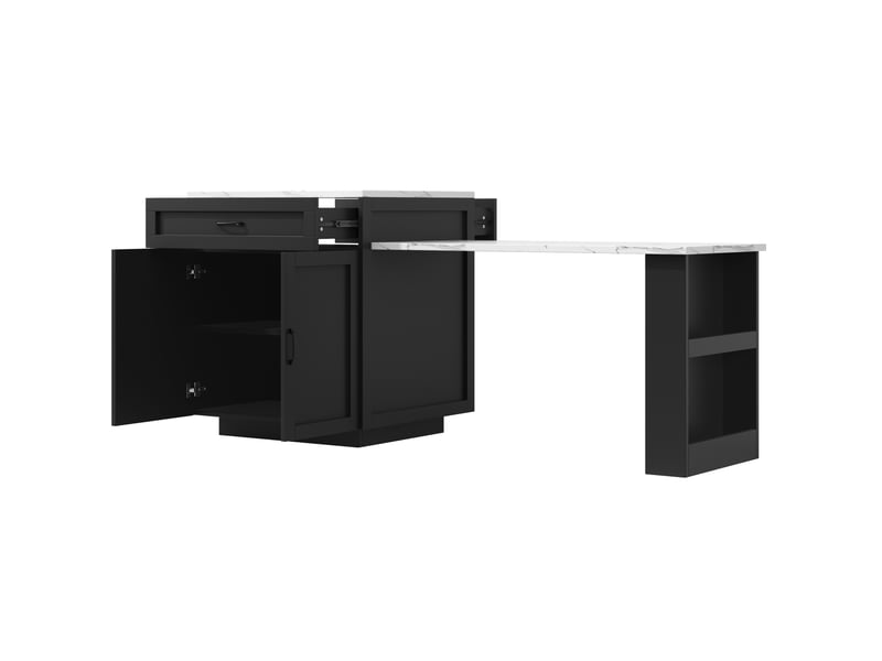  Desserte de cuisine extensible 98-204 x 70 x 93,5 cm – noir – rangement et roulettes verrouillables  - Conforama D