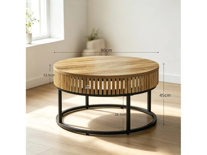  Table basse ronde 80 cm en mdf et métal homvra  - Conforama E
