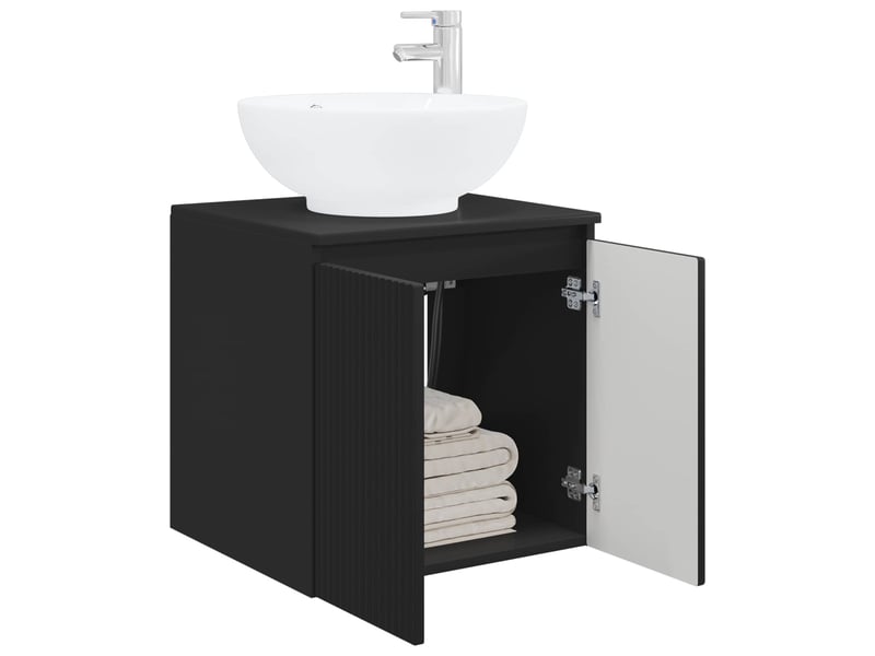 Vanité de lavabo mural, meuble de rangement noir 49.5x44.5x65 cm shl1996 - Conforama C