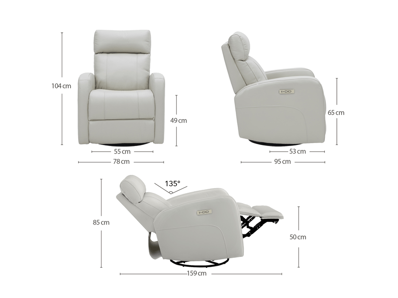  Fauteuil relax électrique pivotant 270° – cuir véritable pleine fleur premium – usbusb-c  - Conforama C
