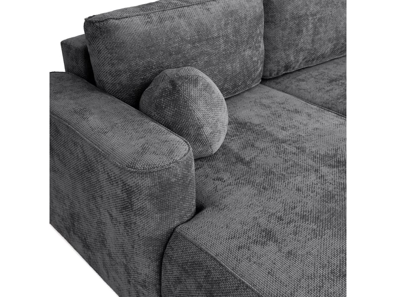 Canapé d'angle moon mini avec fonction couchage, tissu flow, gauche, anthracite (21) - Conforama C