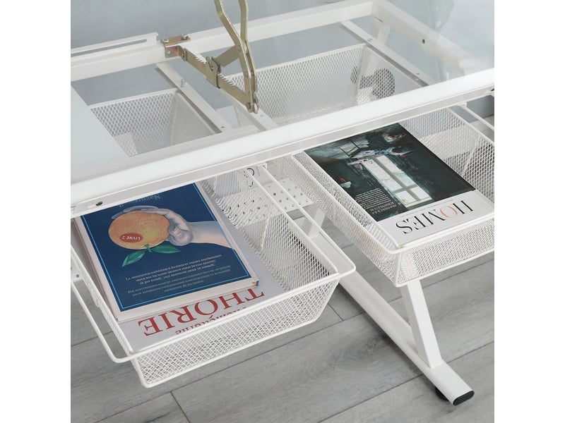 Table à dessin en verre trempé avec chaise, plateau inclinable et hauteur réglable  - Conforama C