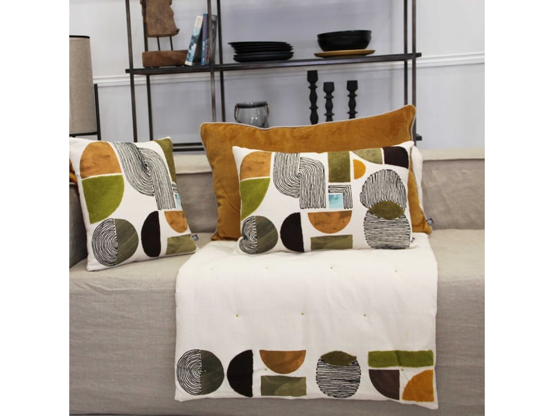  Coussin brodé motif géométrique en coton 45x45 cm  - Conforama B