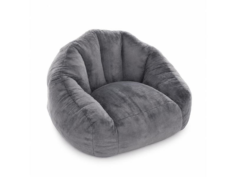  Pouf poire adulte en fausse fourrure gris clair, grand format, moelleux, sans montage  - Conforama E