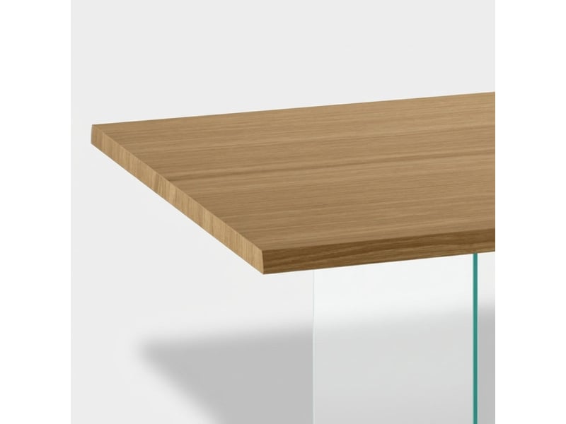 Table de salle à manger fixe en verre et chêne 8 places forest - chêne  - Conforama C
