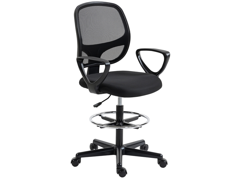  Fauteuil de bureau ergonomique, chaise bureau, maille (100 % polyester), 59x58x123cm, noir  - Conforama A