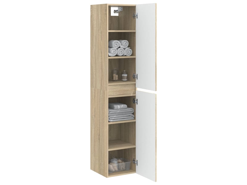 Cabinet salle de bain mural, meuble de rangement chêne sonoma 33x34.5x160 cm shl8310 - Conforama C